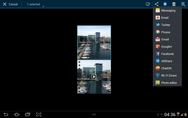 Press Gmail.An email message containing the picture or video clip is created.Key in the first letters of the required contact.Matching contacts are displayed.