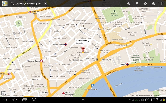 Press the information field above the destination.