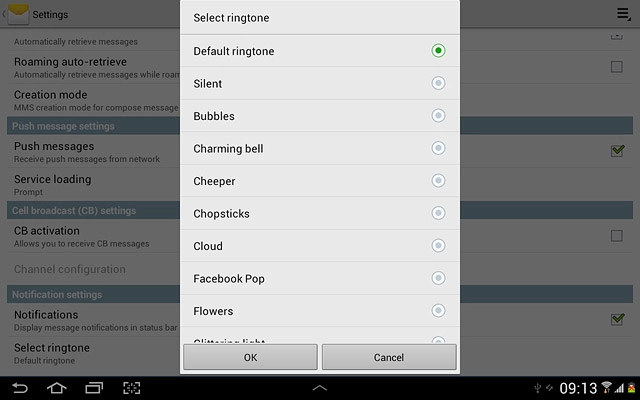 Press the different message tones to listen to them.
