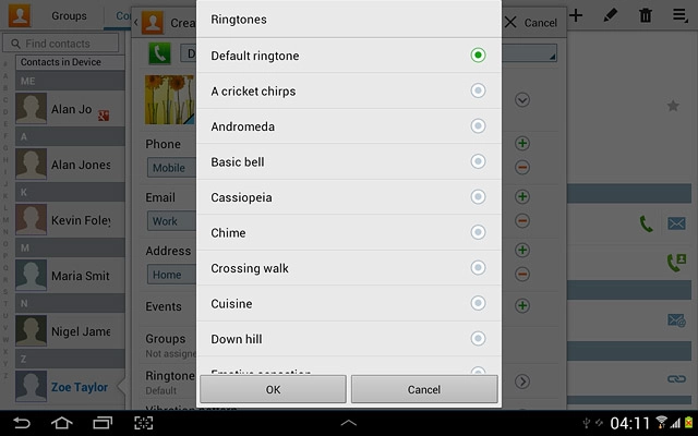 Press the different ring tones to listen to them.