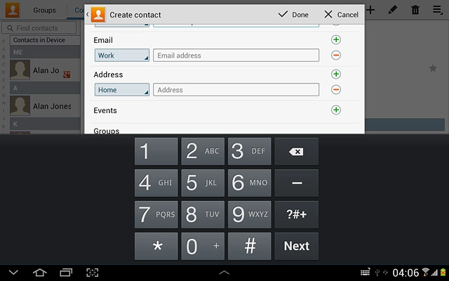 Press Email address and key in the required email address.