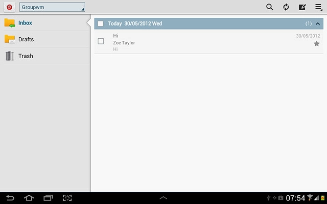 To see a list of email accounts:Press the settings icon.