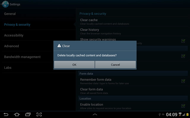 Press OK to confirm.