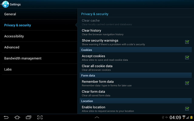 Press Clear all cookie data.