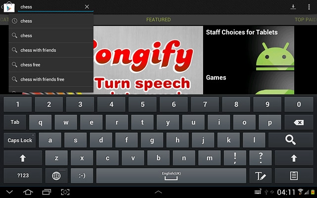Key in the name of the required app and press the search icon.