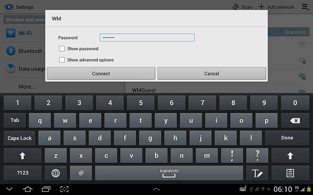 Follow the instructions on the display to select security settings, if required.Press Connect, if required.