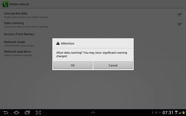 Press OK, if required.