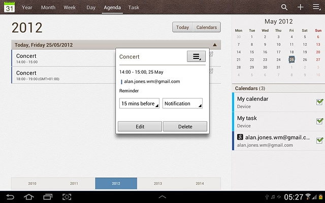 Press the return icon to return to the list of appointments.
