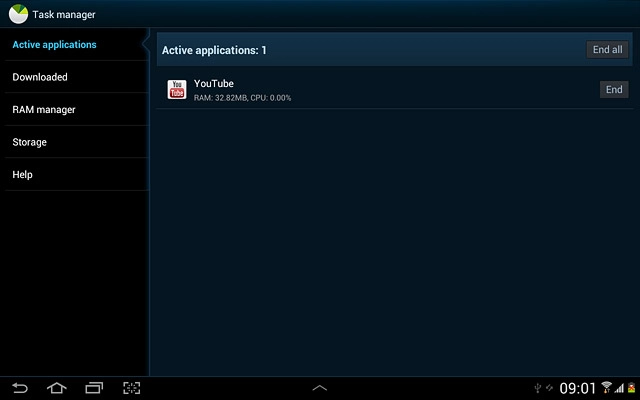 To end all applications:Press End all.