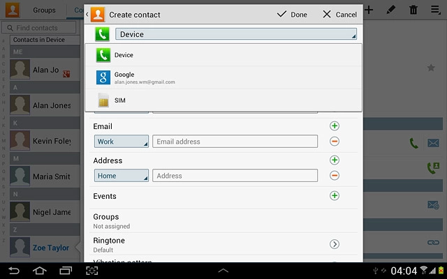 The steps below are based on the Device phone book. If you select another phone book, there may be some differences in relation to the instructions.