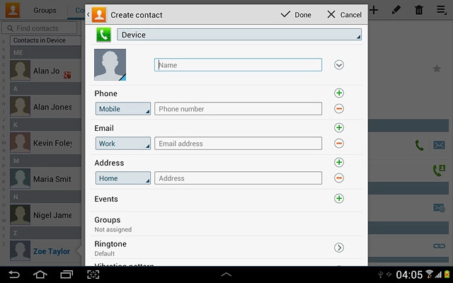 Press Name and key in the required name.
