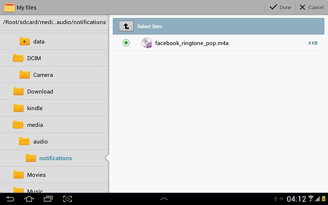 Once you've found a ring tone you like, press Done.