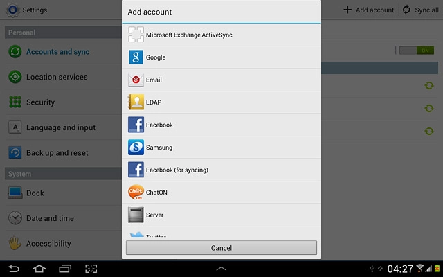 Press the required social network or the required email account.
