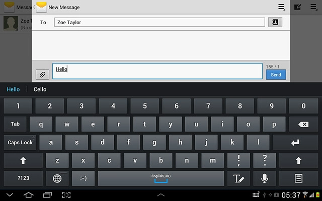 Press Send when you've written your text message.