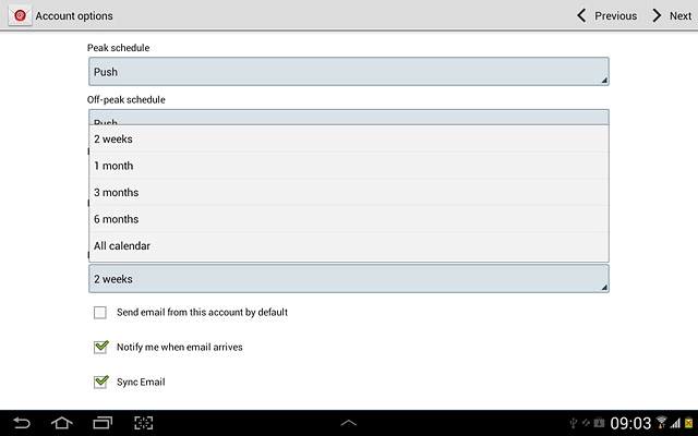 Press the required setting.