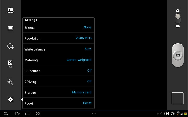 Press the camera settings icon.