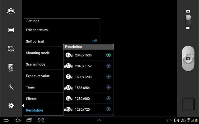 Press the required setting.