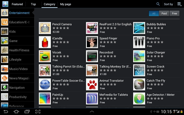 To search by category:Press Category.