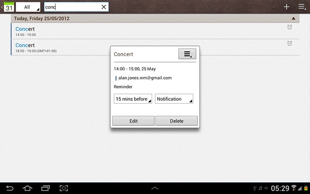 Press the return icon to return to the search.