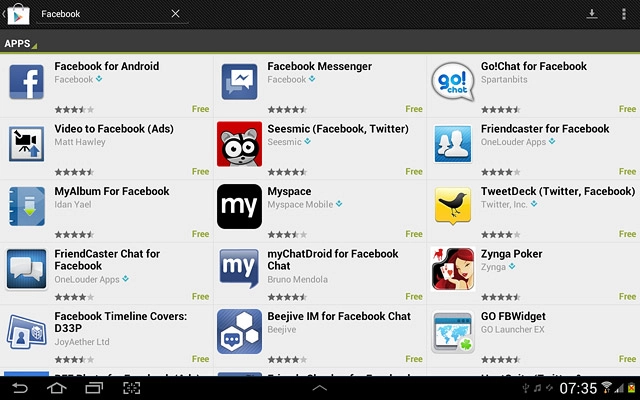 Press Facebook for Android.