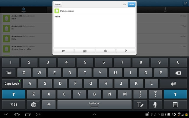 Write the required text and press Tweet.