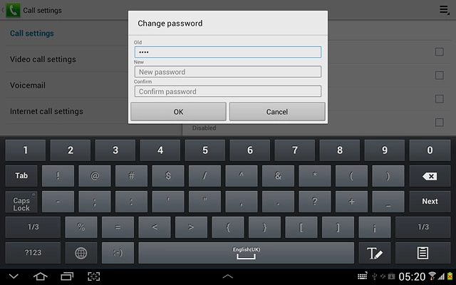 Press New password and key in a new barring password.