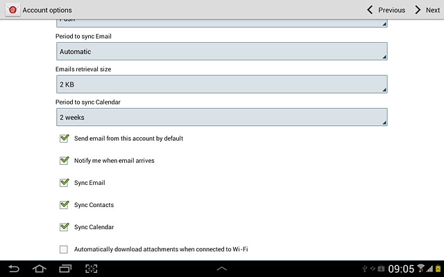 Press Automatically download attachments when connected to Wi-Fi to turn the function on or off.