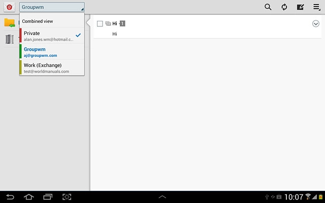 Press the required email account.
