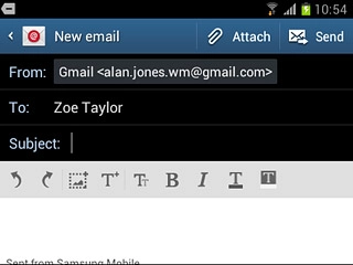Press Subject.Key in a subject for the email message.