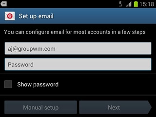 Press Password and key in the password for your email account.