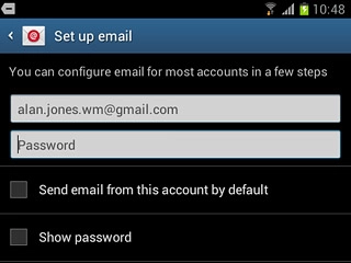 Press Password and key in the password for your email account at your email provider.