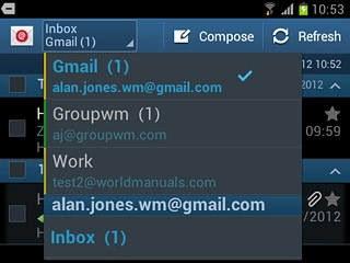 Press the required email account.