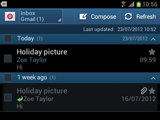 Press the required email message to read it.