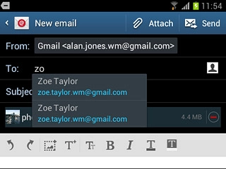 Press the required contact.Write subject and text for your email message.