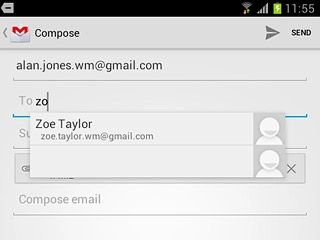 Press the required contact.Write subject and text for your email message.