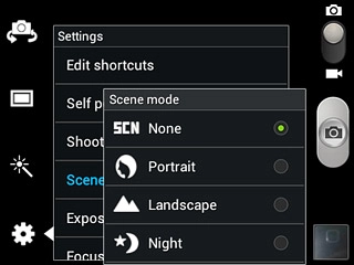 Press the required setting.