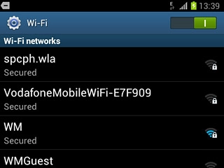 A list of Wi-Fi networks within range is displayed.Press the required network.
