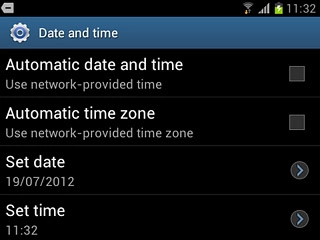 Press Automatic time zone to turn the function on or off.