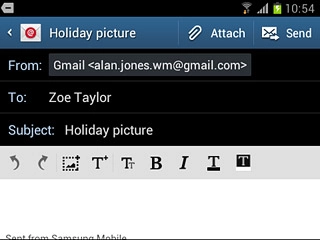 Press the text input field.Write the text for your email message.