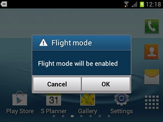 Press OK.Depending on the current setting, flight mode is turned on or off.