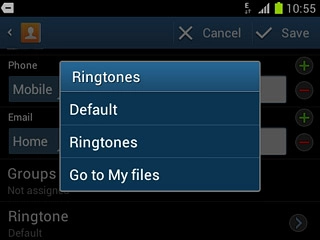 Press Default, Ringtones or Go to My files.
