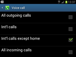 Int'l calls except home
