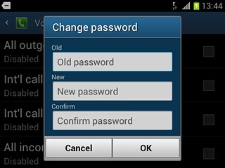 Press Old password and key in your current barring password (default is 0000).