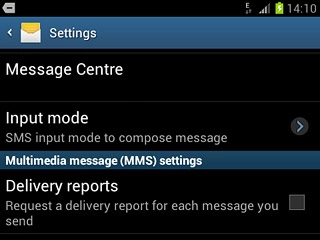 Press Delivery reports below Multimedia message (MMS) settings to turn the function on or off.