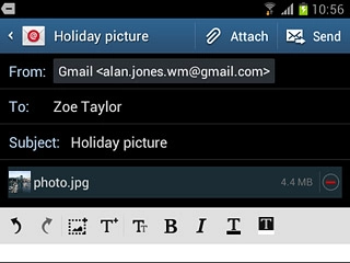 Press Send when you've finished your email message.