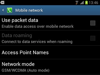 Press Use packet data to activate or deactivate the function.