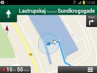 The travel time is displayed at the bottom of the display.Follow the verbal instructions or the instructions on the display to go to the selected destination.