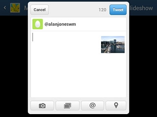 Key in a text for the picture.Press Tweet.