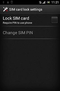 Press Lock SIM card to turn use of PIN on or off.