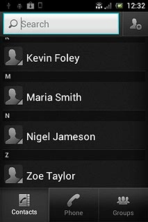 Press the required contact.The contact details are displayed.